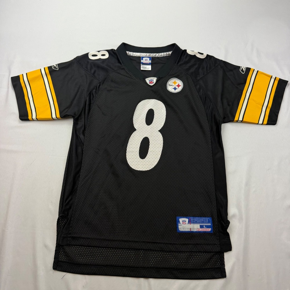 Reebok NFL Jersey Kids Large Black Tommy Maddox 8 Pittsburgh Steelers Football